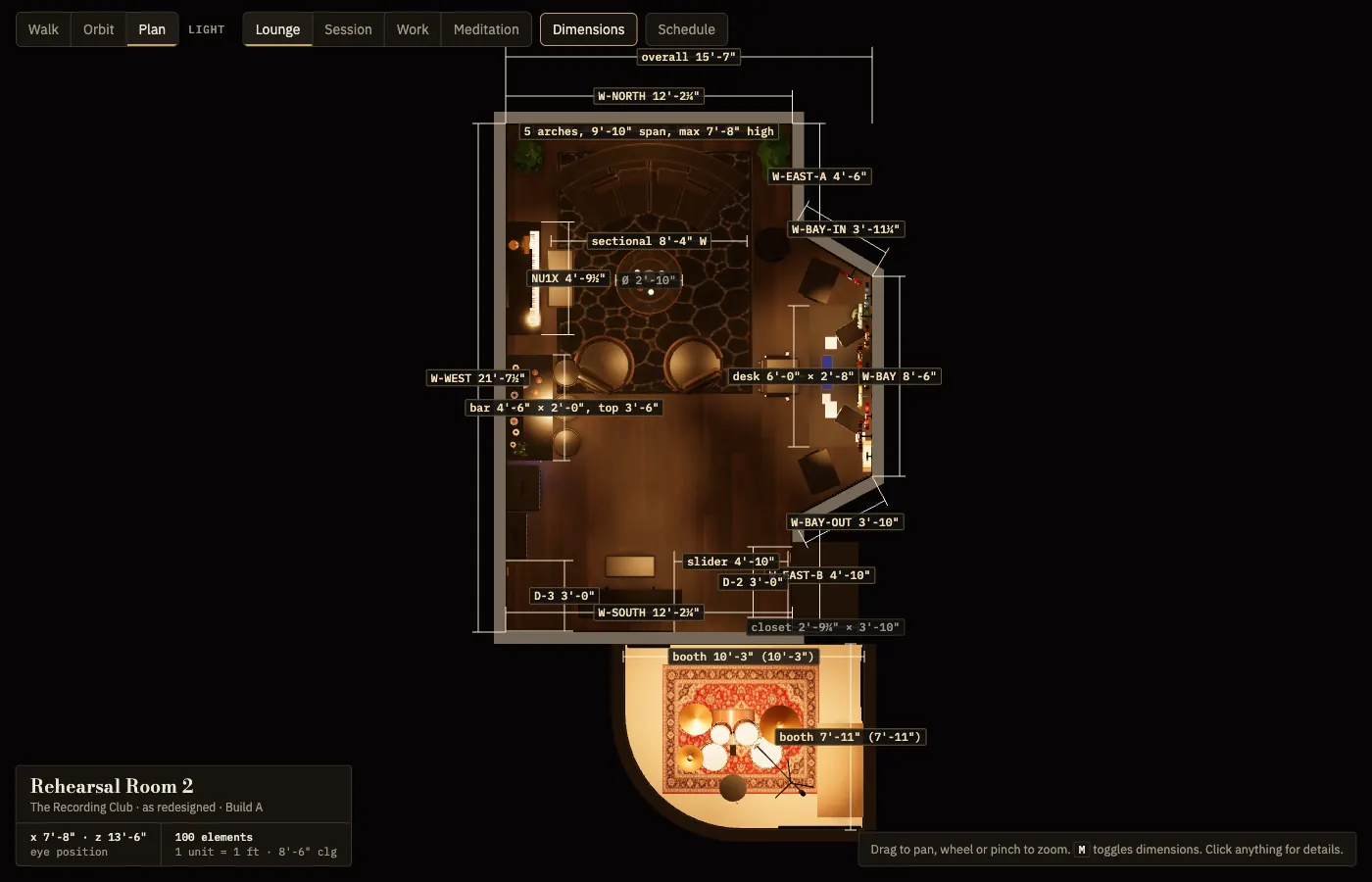 Build A plan view with dimensions